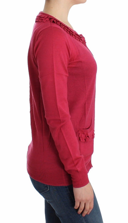 Rosa Wollstrickjacke