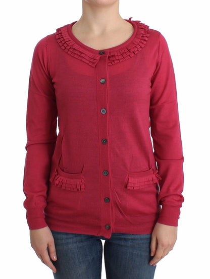 Rosa Wollstrickjacke