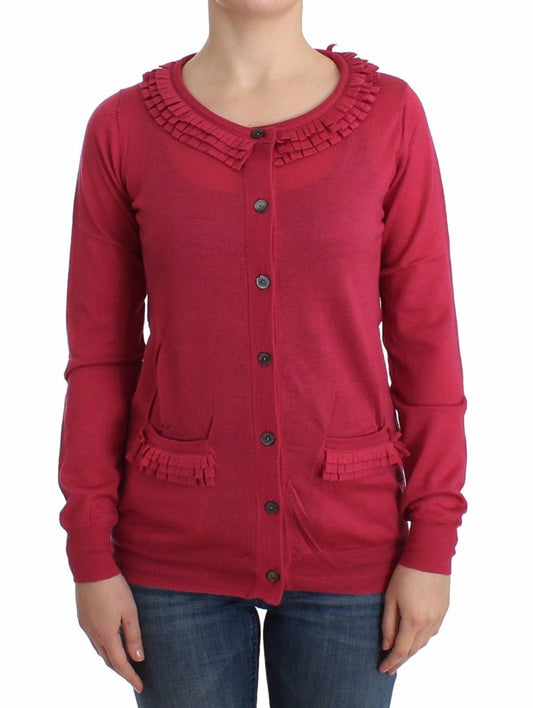 Rosa Wollstrickjacke