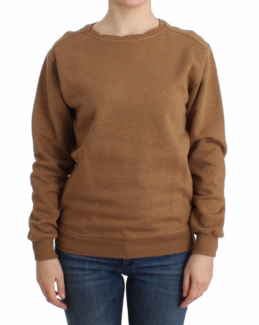 Brauner Baumwollpullover mit Rundhalsausschnitt