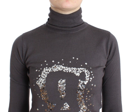 Brauner Rollkragenpullover aus Baumwolle