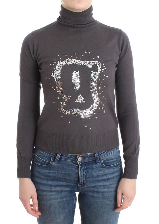 Brauner Rollkragenpullover aus Baumwolle