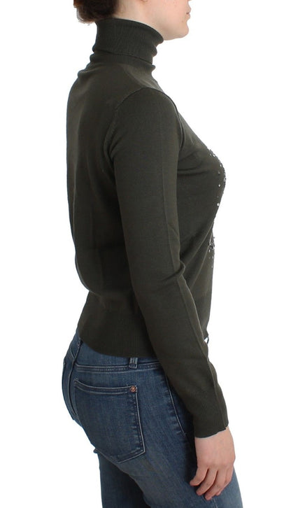 Grüner Woll-Rollkragenpullover
