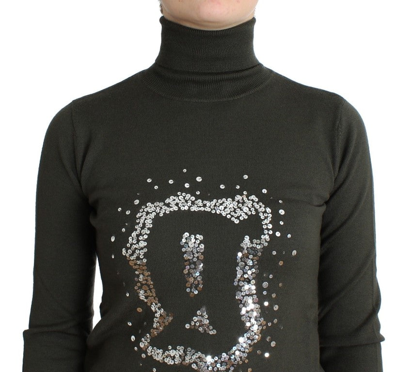Grüner Woll-Rollkragenpullover