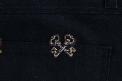 Blaue Schlüssel bestickte Slim Fit KATE Jeans