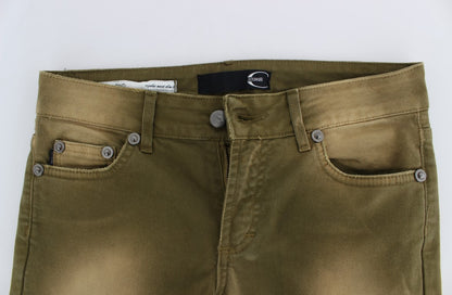 Grün gewaschene Slim Fit Cotton Stretch Jeans