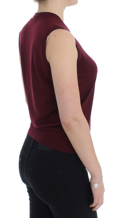 Rote ärmellose Weste mit Rundhalsausschnitt Pullover