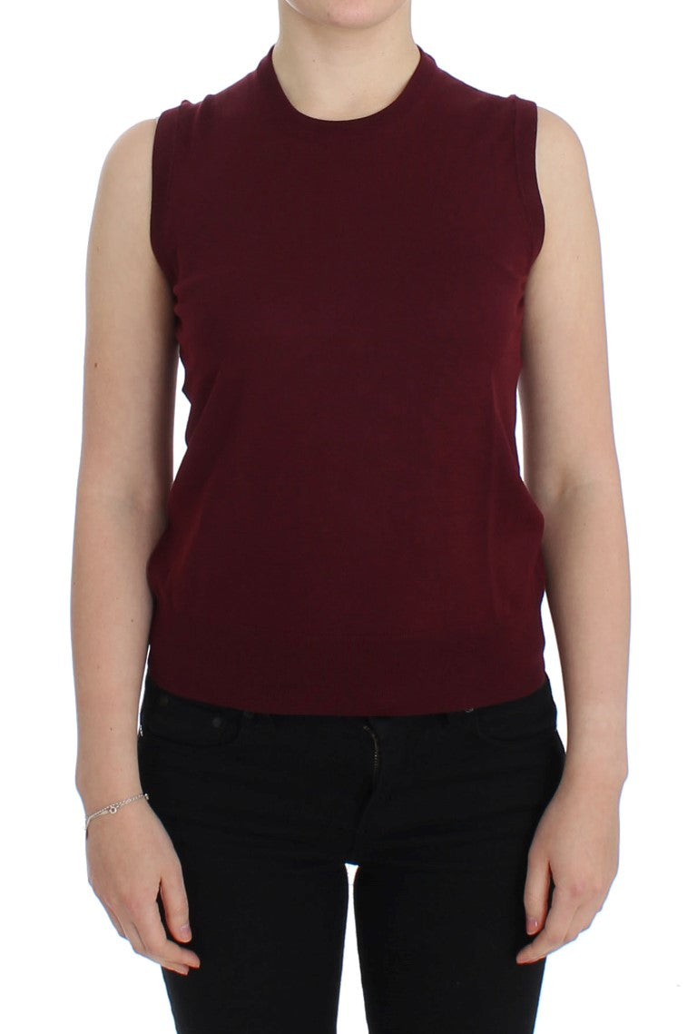 Rote ärmellose Weste mit Rundhalsausschnitt Pullover