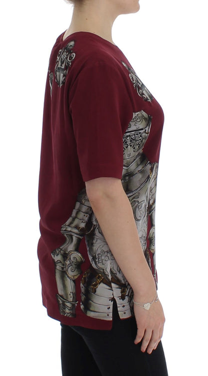 Red Knight Print Seidenbluse T-Shirt