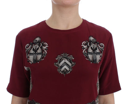 Red Knight Print Seidenbluse T-Shirt