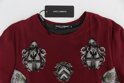 Red Knight Print Seidenbluse T-Shirt