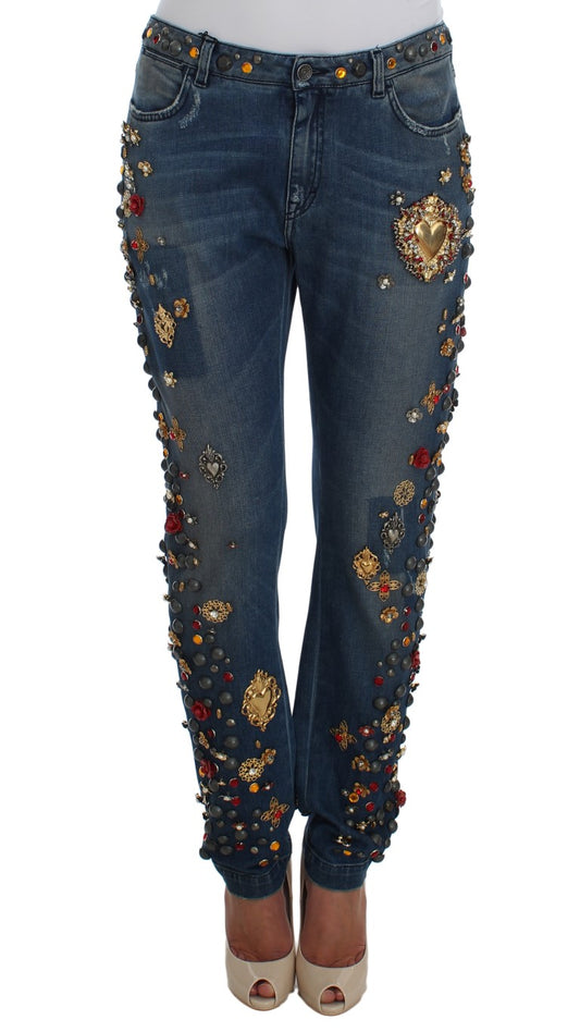Crystal Roses Herz verschönert Jeans