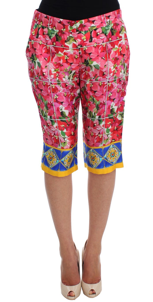 Multicolor Floral Knee Capris Shorts Hosen