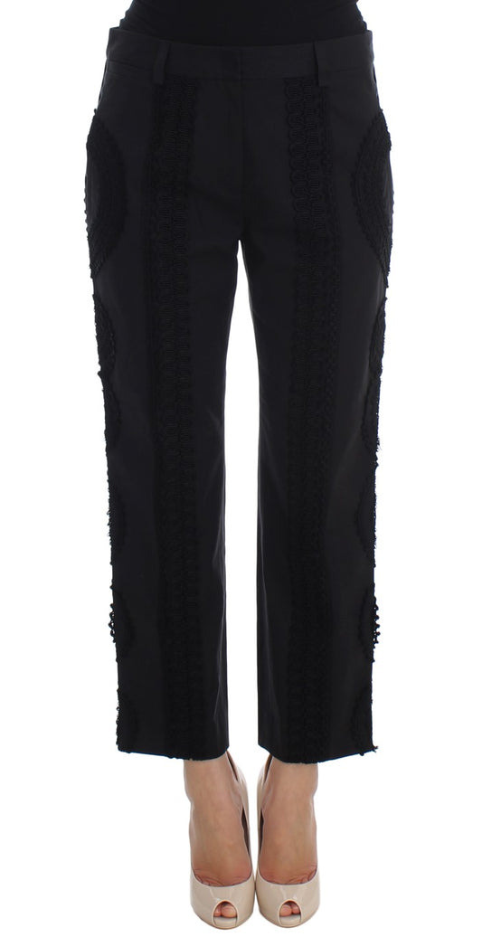 Schwarze Baumwoll-Stretch-Capris-Hose