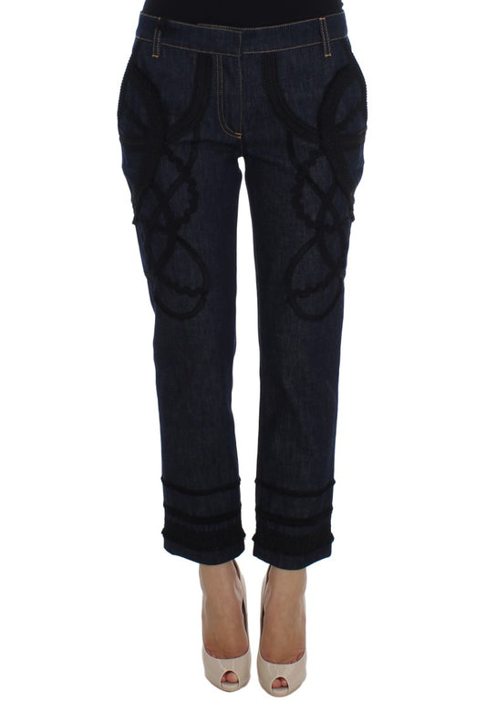 Blauer Denim Baumwolle CAPRI Torero Jeans