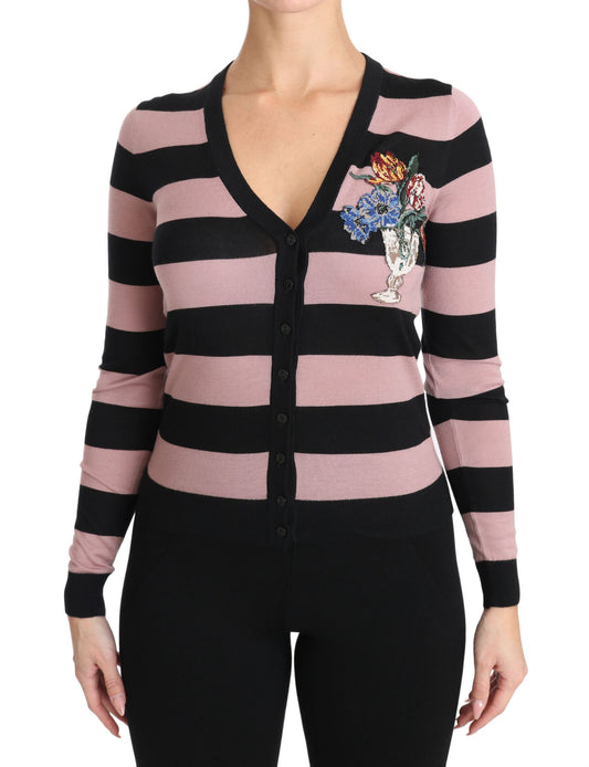 Rosa geblümter Kaschmir-Strickpullover