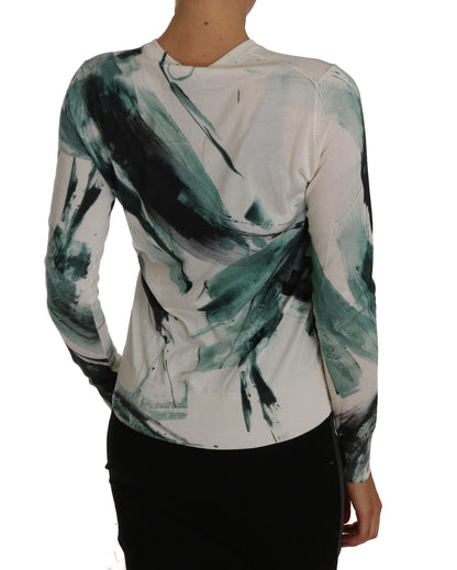 Weißer Seiden-Cardigan Leichter Pinselstrich-Pullover
