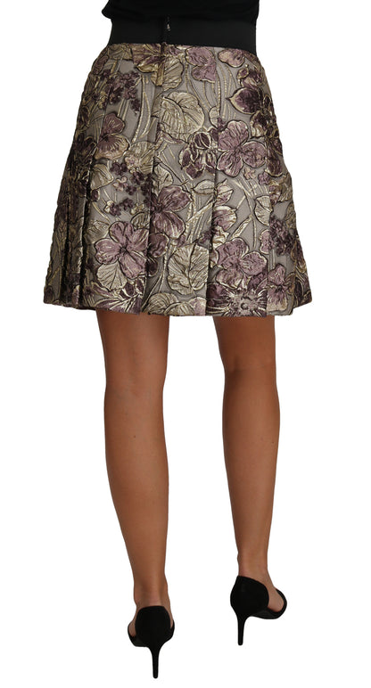 A-Linie Mini-Rock mit Blumendruck aus Jaquard