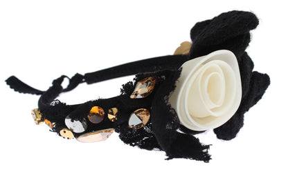 Diadem Stirnband Tiara Weiß Rose Kristall Haar Gold