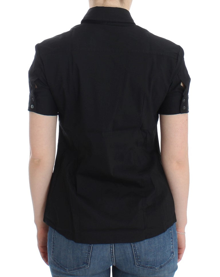 Schwarzes Baumwollshirt-Top