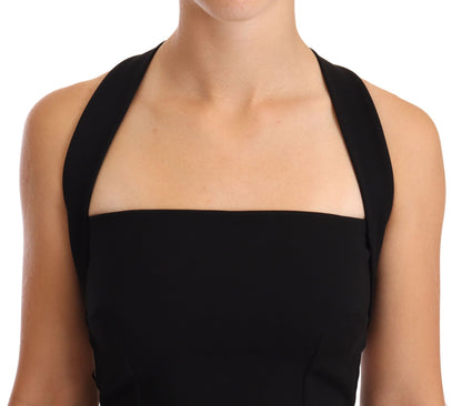 Schwarzes ärmelloses Etuikleid mit Stretch-Halter