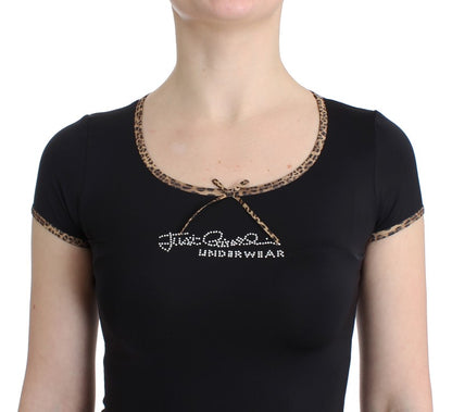 Schwarzes Nylon-Top T-Shirt