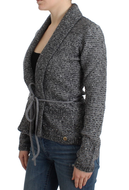 Graue Wollstrickjacke