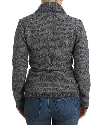 Graue Wollstrickjacke