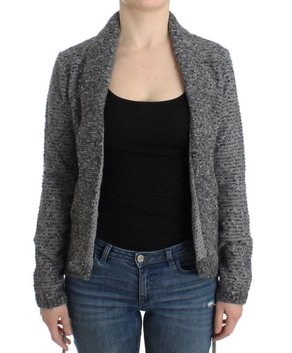 Graue Wollstrickjacke