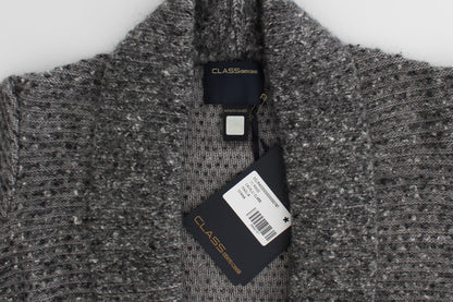 Graue Wollstrickjacke