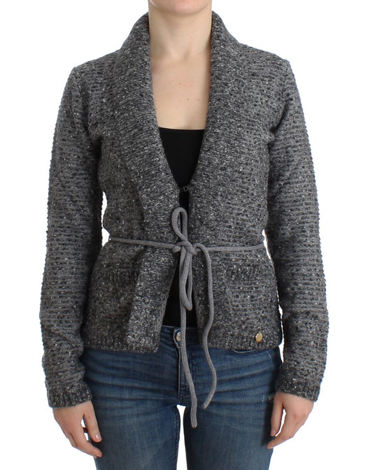 Graue Wollstrickjacke
