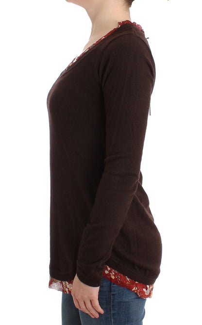 Brauner Pullover mit Rundhalsausschnitt