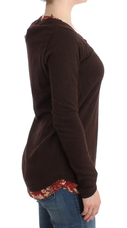 Brauner Pullover mit Rundhalsausschnitt