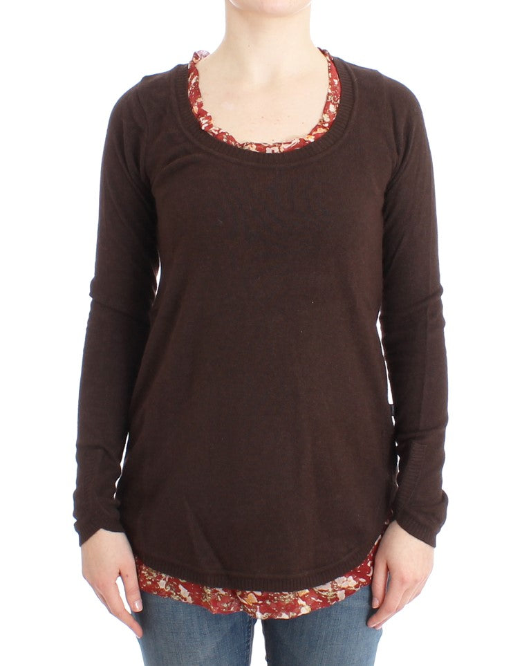 Brauner Pullover mit Rundhalsausschnitt