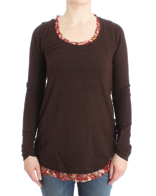 Brauner Pullover mit Rundhalsausschnitt