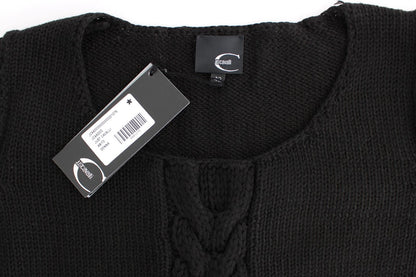 Schwarzer Wollstrickpullover