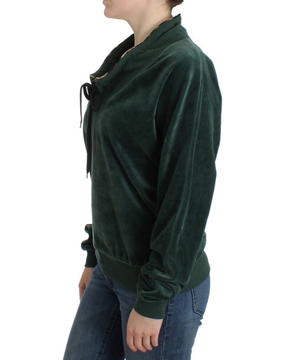 Grüner Baumwollpullover aus Samt