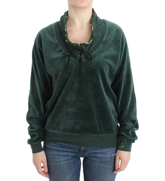 Grüner Baumwollpullover aus Samt
