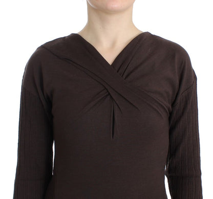 Brauner Wollstrickpullover