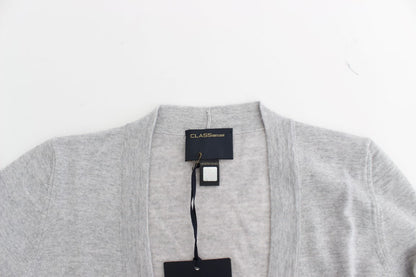 Graue Strickjacke aus Wolle in Kurzform