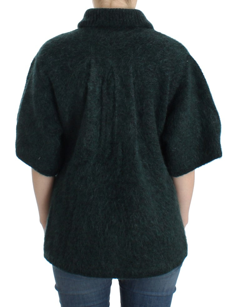 Grüner Mohair-Strickcardigan
