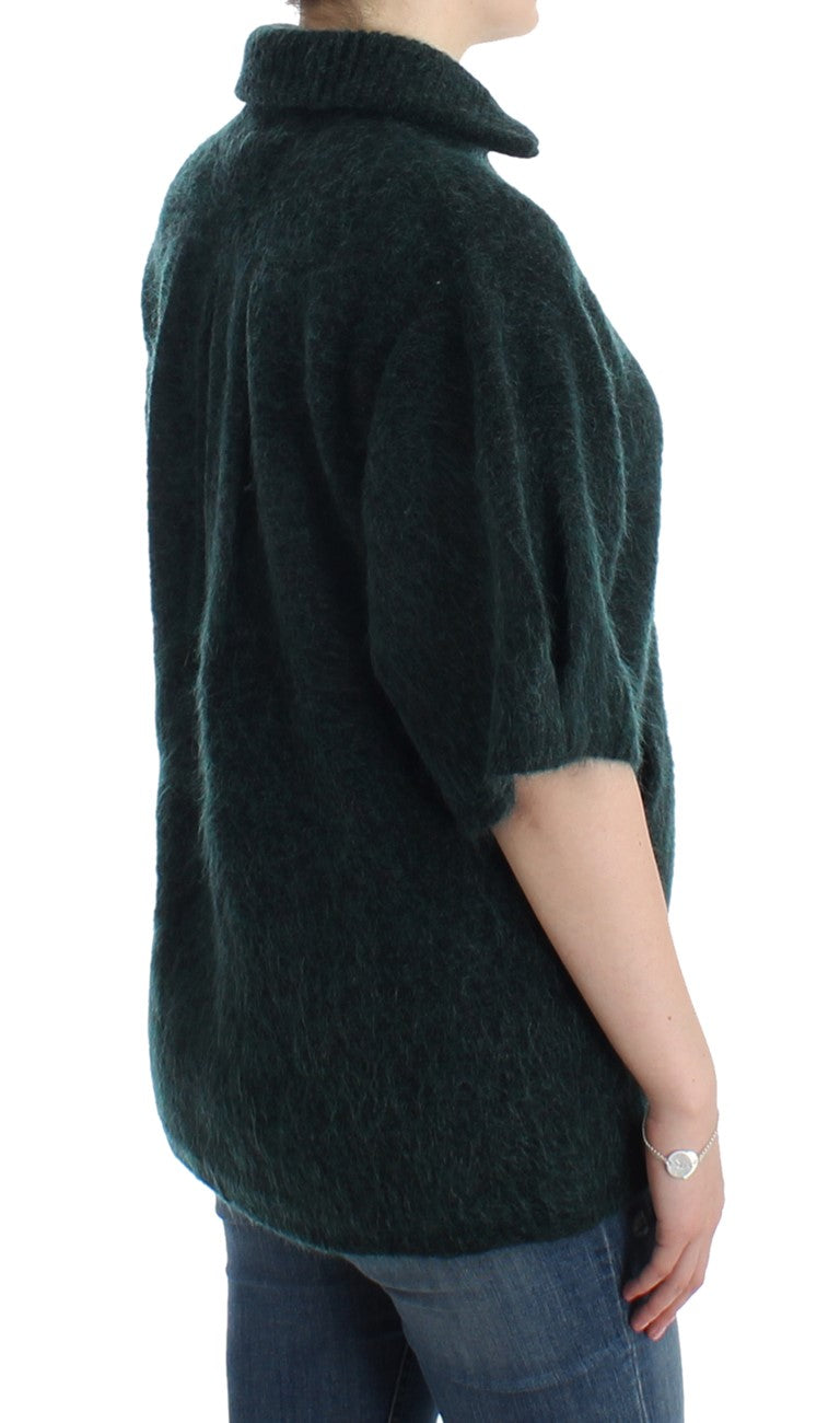 Grüner Mohair-Strickcardigan