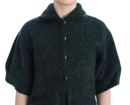 Grüner Mohair-Strickcardigan