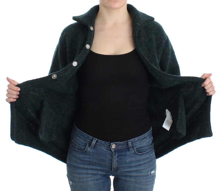 Grüner Mohair-Strickcardigan