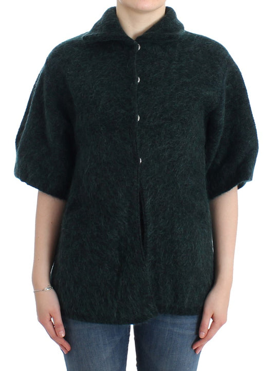Grüner Mohair-Strickcardigan