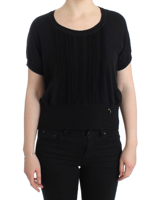 Schwarzer kurzärmeliger Pullover
