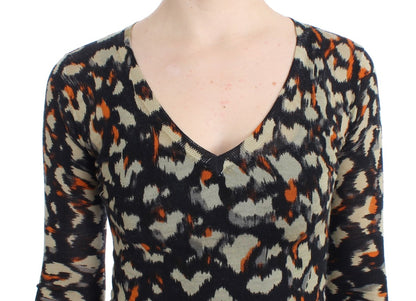 Multicolor Wollpullover mit V-Ausschnitt