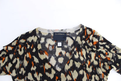 Multicolor Wollpullover mit V-Ausschnitt