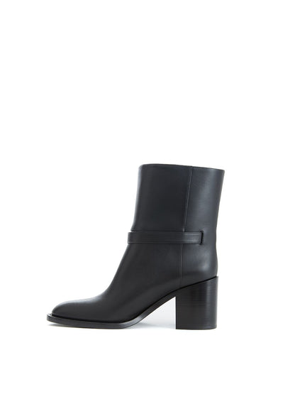 Schwarze Lederstiefeletten