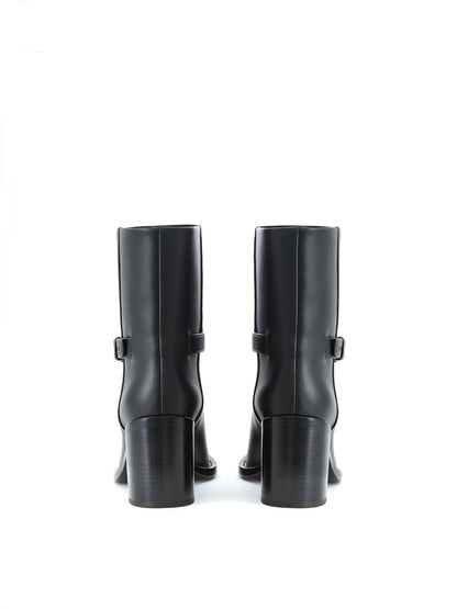 Schwarze Lederstiefeletten